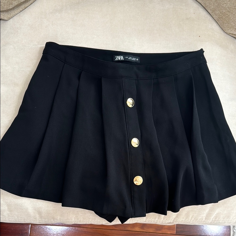 Zara Black Skirt with Gold Buttons